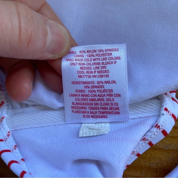 Xhilaration Red And White Stripe Ruffle Bikini Top - Picture 3 of 5